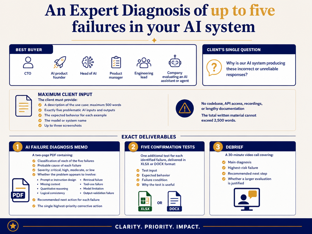 Expert diagnosis of AI failures - Doc Math Consulting